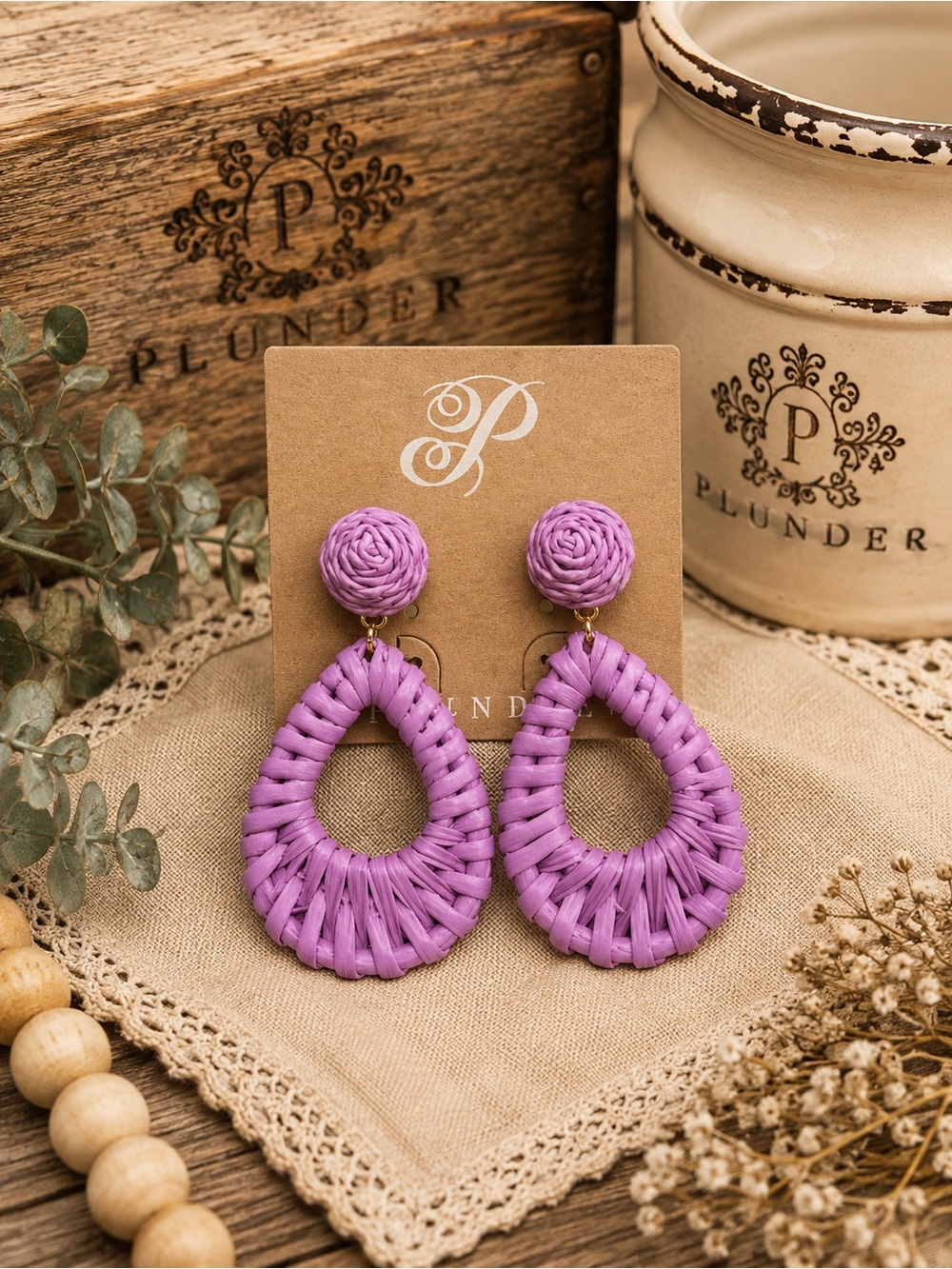 Plunder Lilac Woven Teardrop Earrings 💜✨